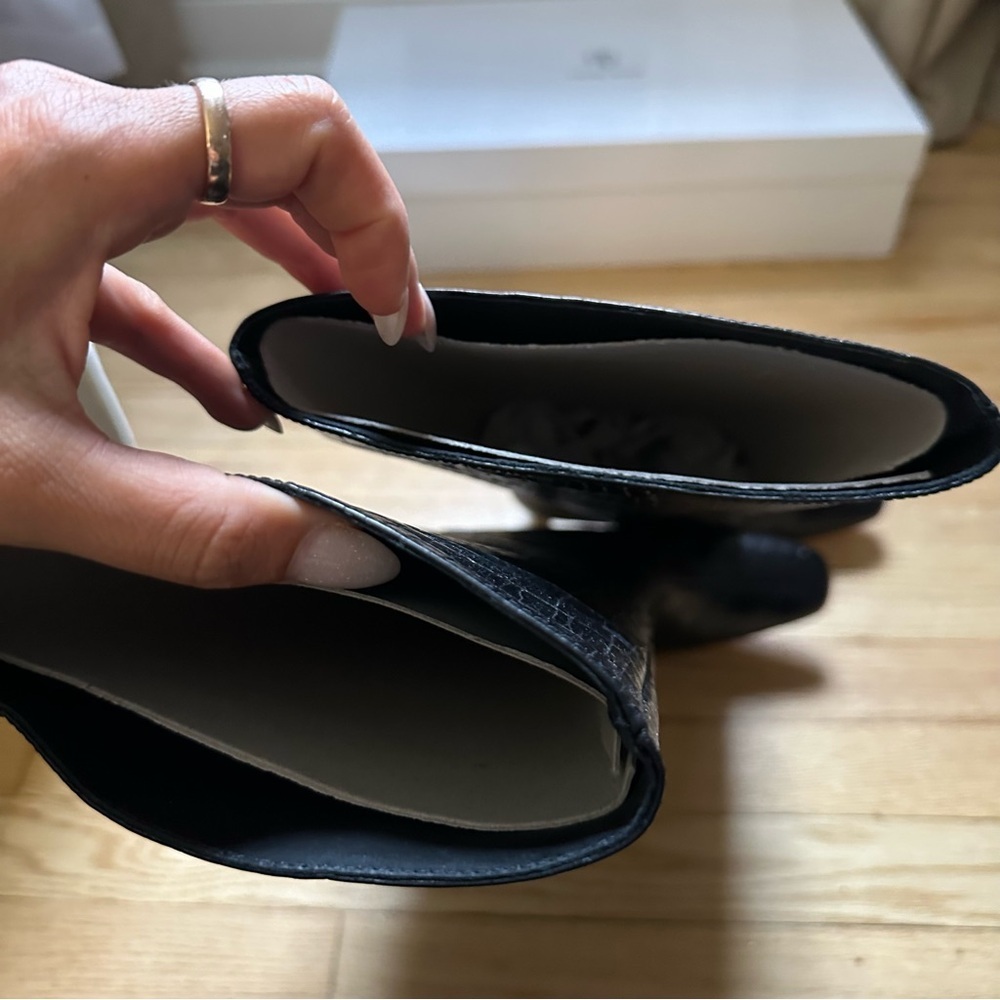 NEW Anine Bing Felicia Boots in Black Croc - Picture 12 of 15